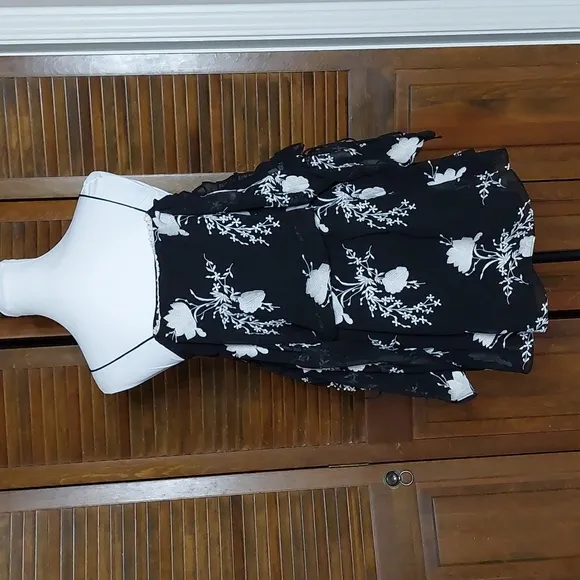 Alice   Olivia Black Holden Embroidered Cold-shoulder Mini Dress Sz S