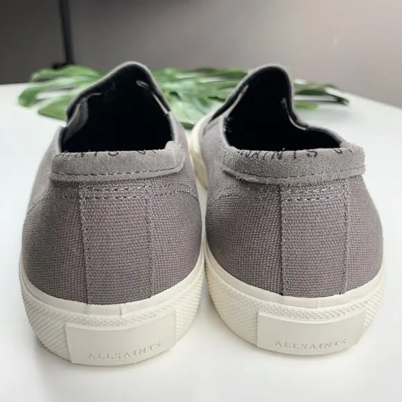 All Saints Manny Casual Sneakers Slip On Grey Canvas Men's 43 US 10