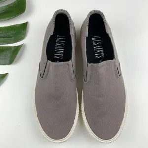 All Saints Manny Casual Sneakers Slip On Grey Canvas Men's 43 US 10