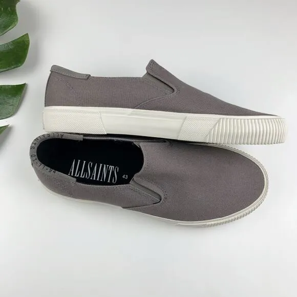 All Saints Manny Casual Sneakers Slip On Grey Canvas Men's 43 US 10