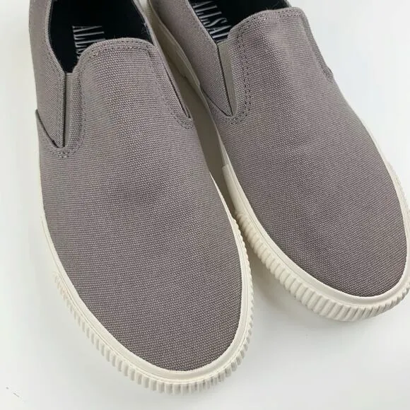 All Saints Manny Casual Sneakers Slip On Grey Canvas Men's 43 US 10