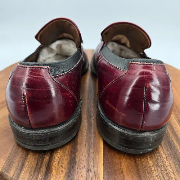 Allen Edmonds Biscayne Loafers Men's 11 D Burgundy Leather Tassel Dress Shoes