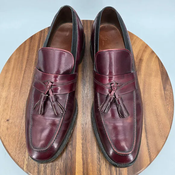 Allen Edmonds Biscayne Loafers Men's 11 D Burgundy Leather Tassel Dress Shoes