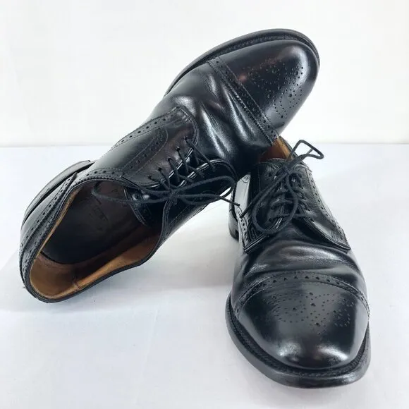 Allen Edmonds Black Sanford Leather Cap Toe Oxford Dress Shoes Size 10 D