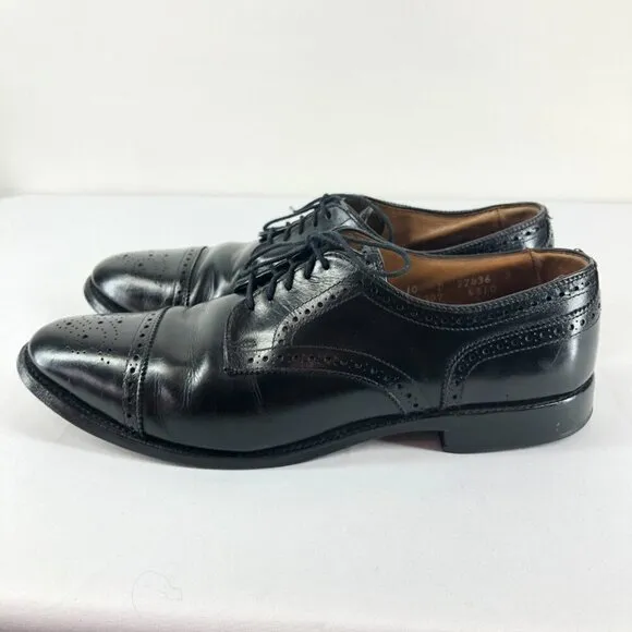 Allen Edmonds Black Sanford Leather Cap Toe Oxford Dress Shoes Size 10 D
