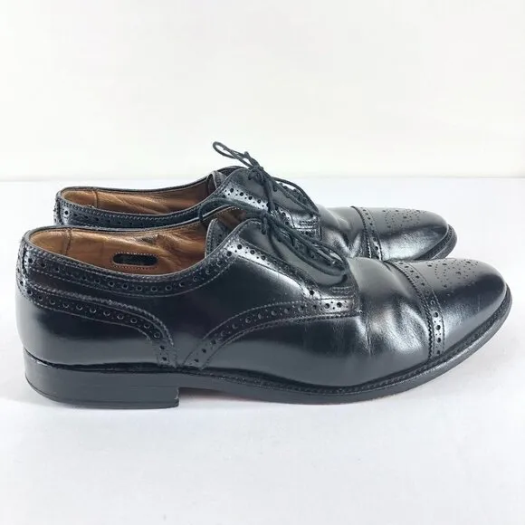 Allen Edmonds Black Sanford Leather Cap Toe Oxford Dress Shoes Size 10 D