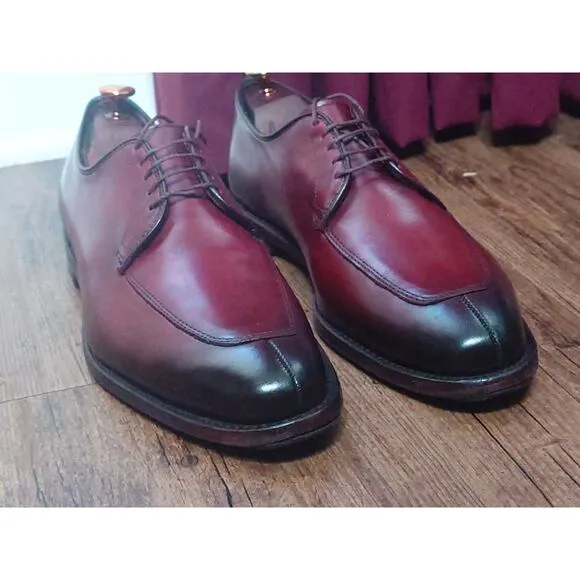 Allen Edmonds Delray Chili Red Leather Split Toe Oxford Dress Shoes Men's 10 D