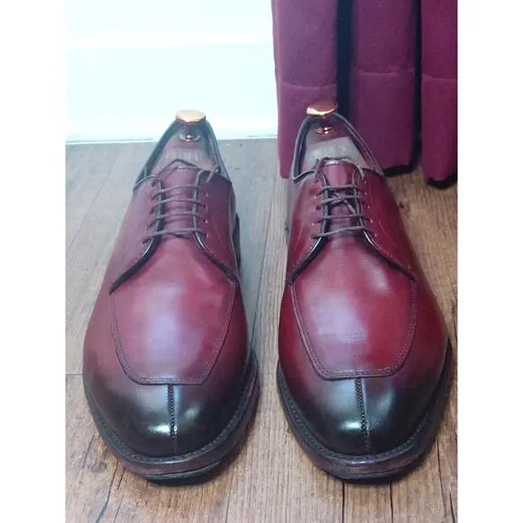 Allen Edmonds Delray Chili Red Leather Split Toe Oxford Dress Shoes Men's 10 D