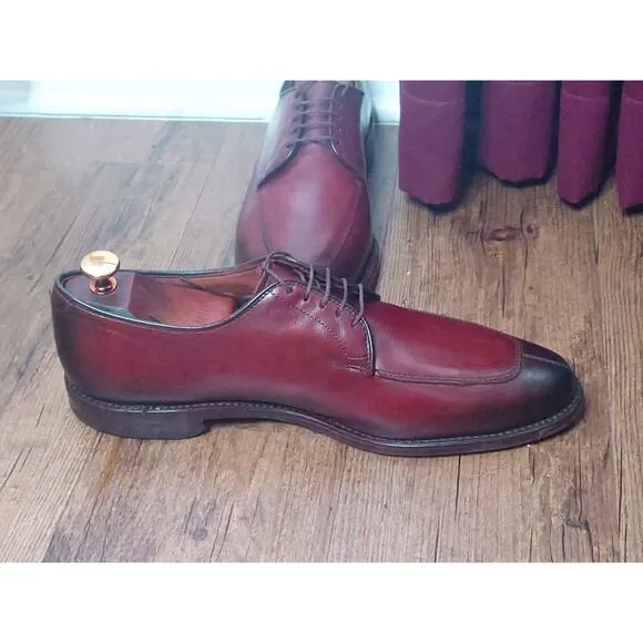 Allen Edmonds Delray Chili Red Leather Split Toe Oxford Dress Shoes Men's 10 D