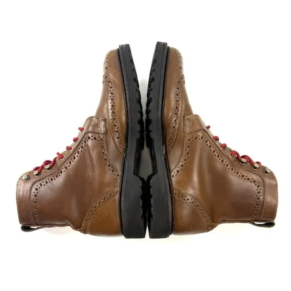 Allen Edmonds Long Branch Wingtip Brogue Lace Up Boots Size 10 Brown 6043