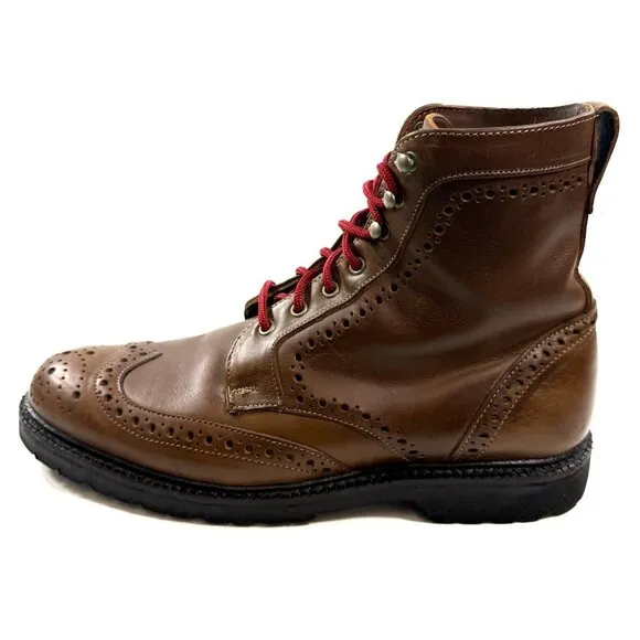 Allen Edmonds Long Branch Wingtip Brogue Lace Up Boots Size 10 Brown 6043