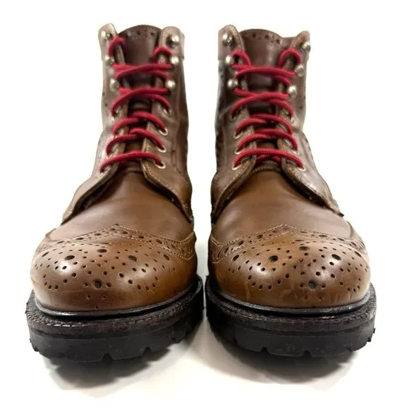 Allen Edmonds Long Branch Wingtip Brogue Lace Up Boots Size 10 Brown 6043