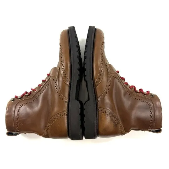 Allen Edmonds Long Branch Wingtip Brogue Lace Up Boots Size 10 Brown 6043
