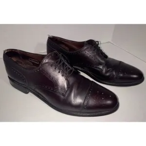 Allen Edmonds Men's Black Dark Burgundy Cap Toe Dress Shoes size 10.5 C