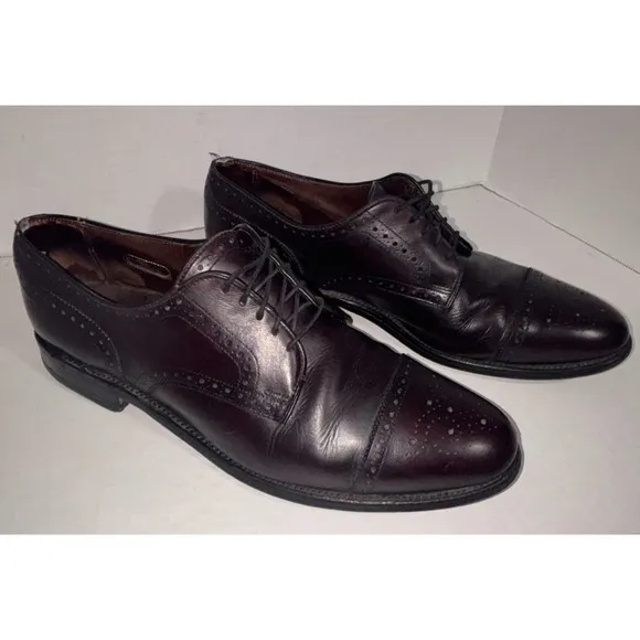 Allen Edmonds Men's Black Dark Burgundy Cap Toe Dress Shoes size 10.5 C