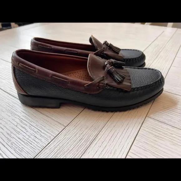 Allen Edmonds men's shoes size 10D black w/‎ brown leather w/ tassels