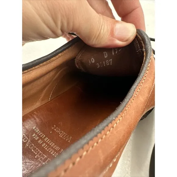 ALLEN EDMONDS Mens Wilbert Brown Leather Oxford Comfort Dress Shoes Sz 10 D USA