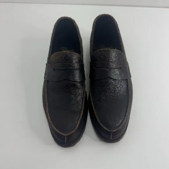 Allen Edmonds Modesto Loafers Shoes Intentionally Distressed Leather brown 8.5 D