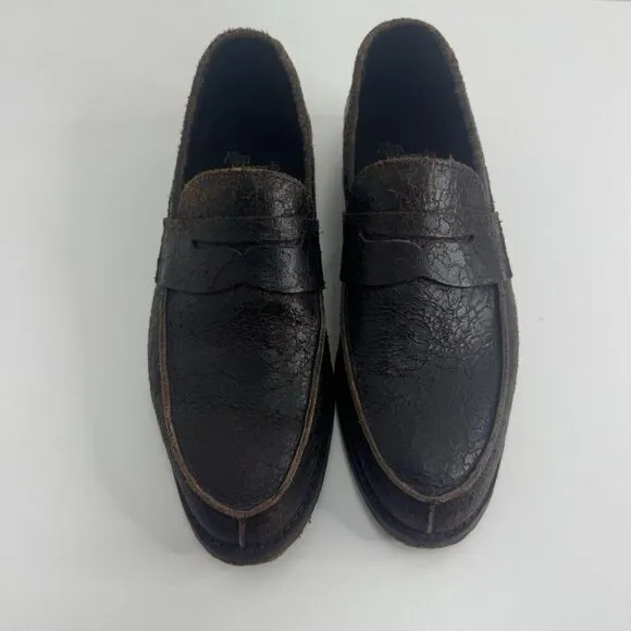 Allen Edmonds Modesto Loafers Shoes Intentionally Distressed Leather brown 8.5 D