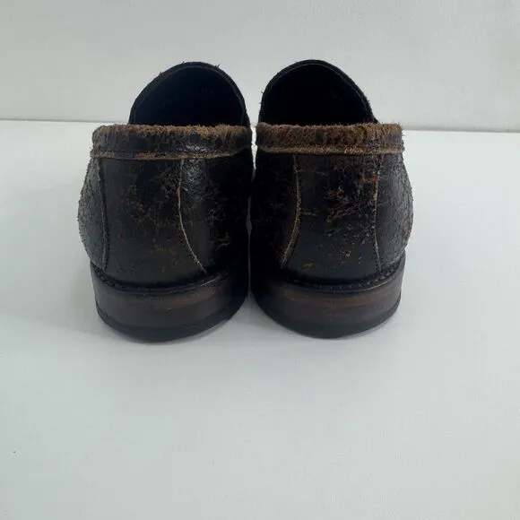 Allen Edmonds Modesto Loafers Shoes Intentionally Distressed Leather brown 8.5 D