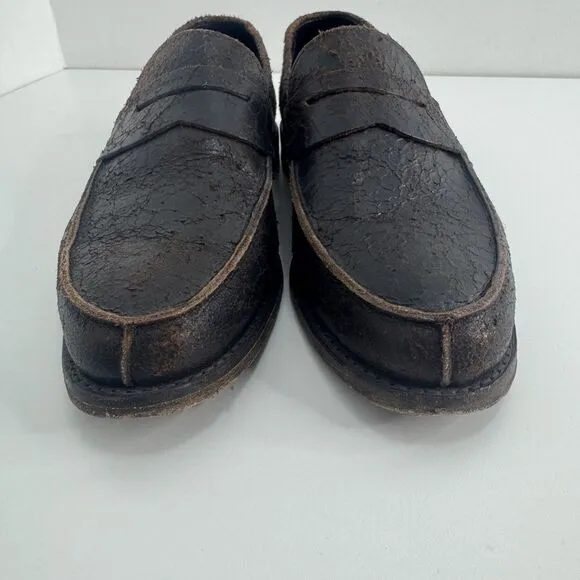 Allen Edmonds Modesto Loafers Shoes Intentionally Distressed Leather brown 8.5 D