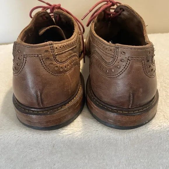 Allen Edmonds Neumok Men Sz 11.5M Brown Leather Brogue Wingtip Oxford Dress Shoe