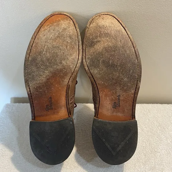 Allen Edmonds Neumok Men Sz 11.5M Brown Leather Brogue Wingtip Oxford Dress Shoe
