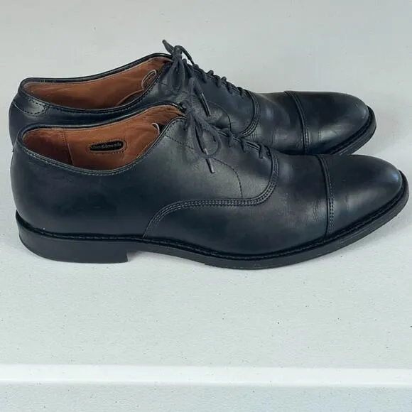 Allen Edmonds Oxford Shoes Mens 10 D Park Avenue Black Leather Cap-toe Lace Up