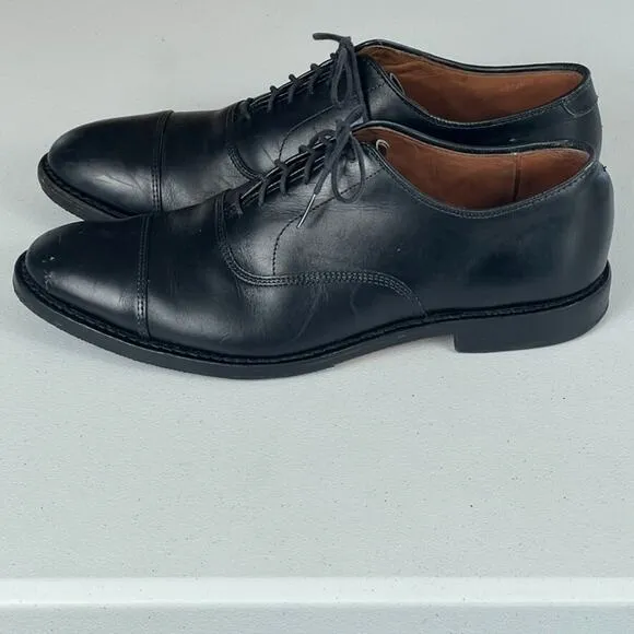Allen Edmonds Oxford Shoes Mens 10 D Park Avenue Black Leather Cap-toe Lace Up