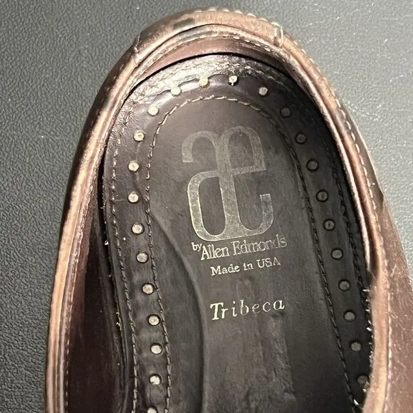 Allen Edmonds Tribeca $220 Men's Apron Toe Dress Shoes Size 11 D Leather Brown