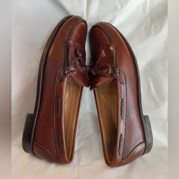 Allen Edmonds Woodstock 26052 Brown Leather Braided String Loafers Shoes…