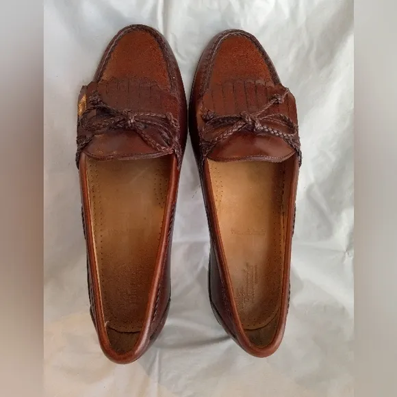 Allen Edmonds Woodstock 26052 Brown Leather Braided String Loafers Shoes…