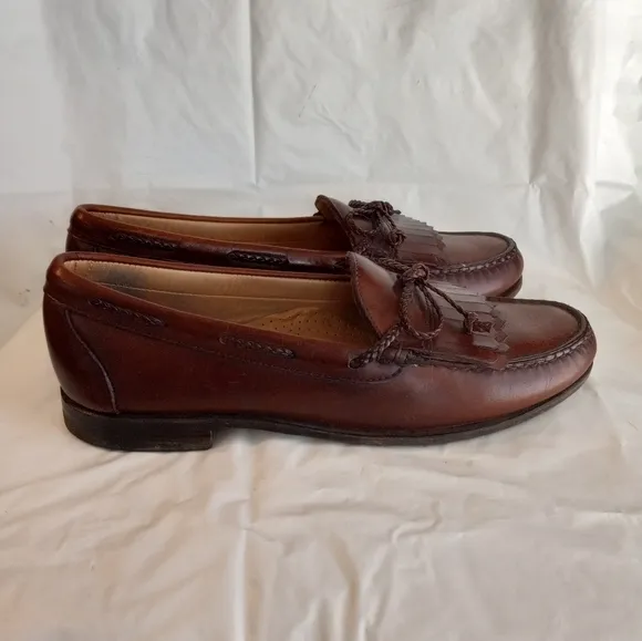 Allen Edmonds Woodstock 26052 Brown Leather Braided String Loafers Shoes…
