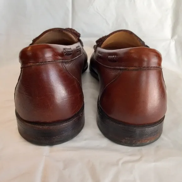 Allen Edmonds Woodstock 26052 Brown Leather Braided String Loafers Shoes…