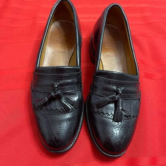 Allen Edmonds Bridgeton Black Brogue Tassel Kiltie Loafers Shoes Size 8 D