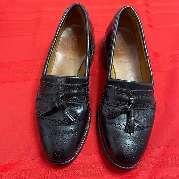 Allen Edmonds Bridgeton Black Brogue Tassel Kiltie Loafers Shoes Size 8 D