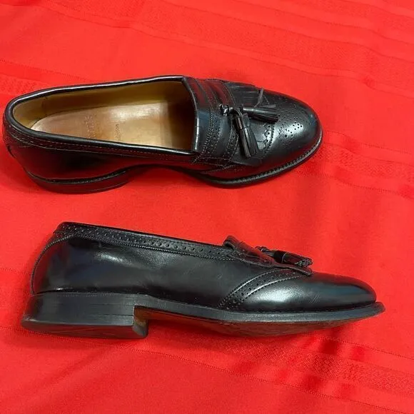 Allen Edmonds Bridgeton Black Brogue Tassel Kiltie Loafers Shoes Size 8 D