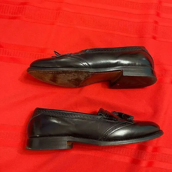 Allen Edmonds Bridgeton Black Brogue Tassel Kiltie Loafers Shoes Size 8 D