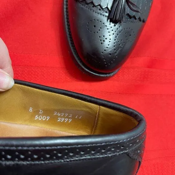 Allen Edmonds Bridgeton Black Brogue Tassel Kiltie Loafers Shoes Size 8 D