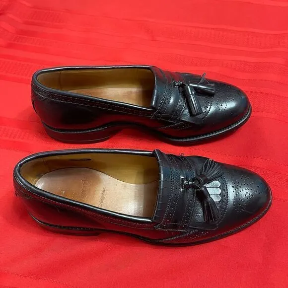 Allen Edmonds Bridgeton Black Brogue Tassel Kiltie Loafers Shoes Size 8 D