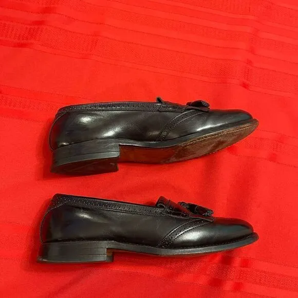 Allen Edmonds Bridgeton Black Brogue Tassel Kiltie Loafers Shoes Size 8 D