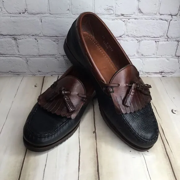 Allen Edmonds Men's Shoes Nashua Black Grain Brown Tassel Loafers SZ 10 D