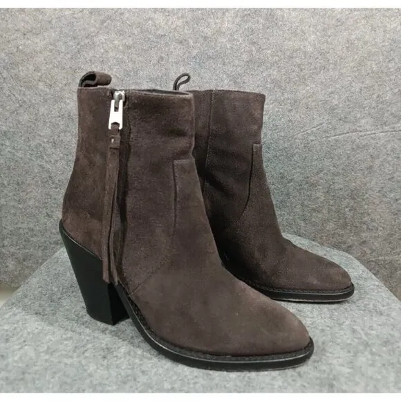 Allsaints Boots Womens Size 36 Brown‎ Suede Zip Up Ankle Booties Shoes
