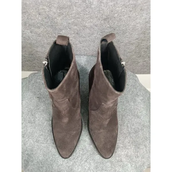Allsaints Boots Womens Size 36 Brown‎ Suede Zip Up Ankle Booties Shoes