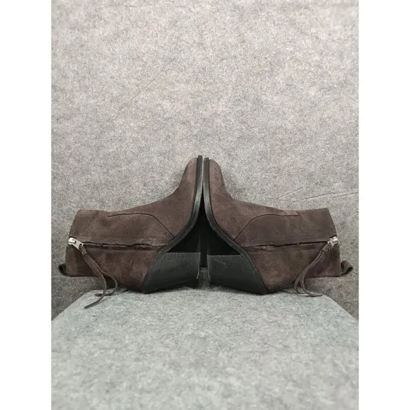 Allsaints Boots Womens Size 36 Brown‎ Suede Zip Up Ankle Booties Shoes