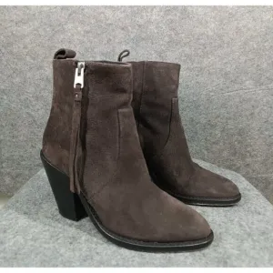 Allsaints Boots Womens Size 36 Brown‎ Suede Zip Up Ankle Booties Shoes