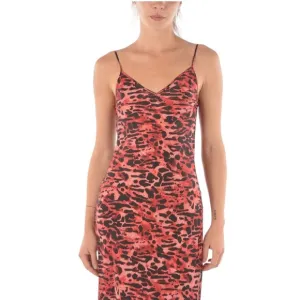 ALLSAINTS Hera Ambient Animal Print Slip Dress Red Size L NWT