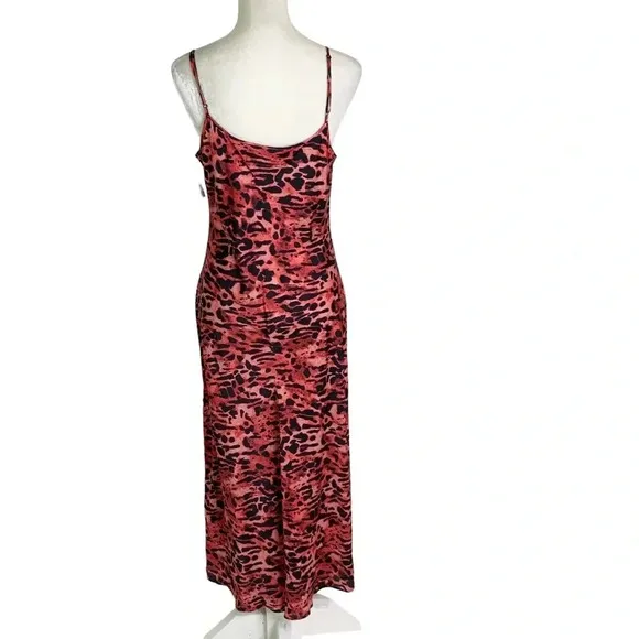 ALLSAINTS Hera Ambient Animal Print Slip Dress Red Size L NWT