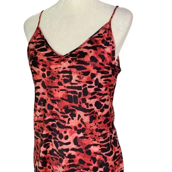 ALLSAINTS Hera Ambient Animal Print Slip Dress Red Size L NWT