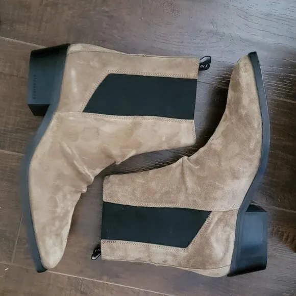 ALLSAINTS Markus Western Boots Womens 9 Suede Neutral Designer Rugged